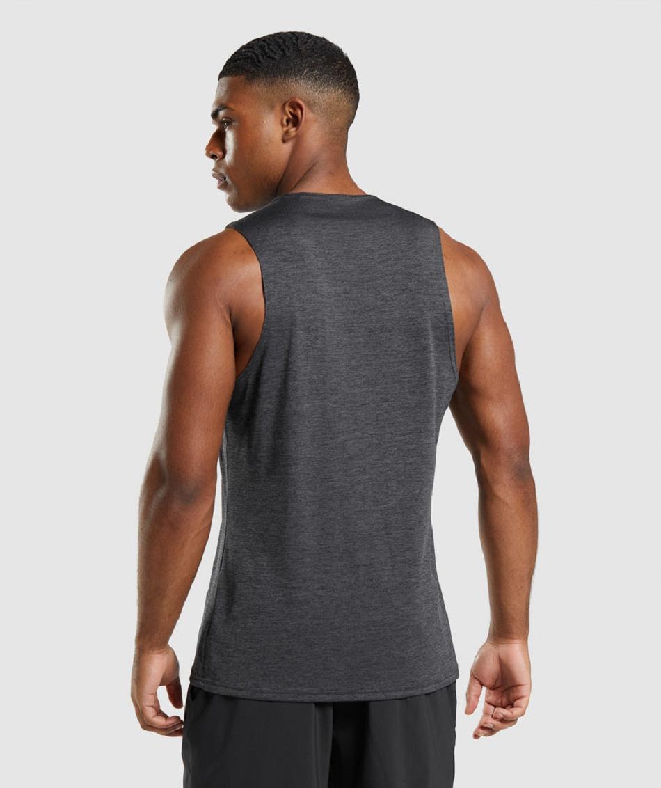 Camiseta Tirantes Gymshark Arrival Slim Marl Hombre Negras Negras Gris | CO 3185YXF